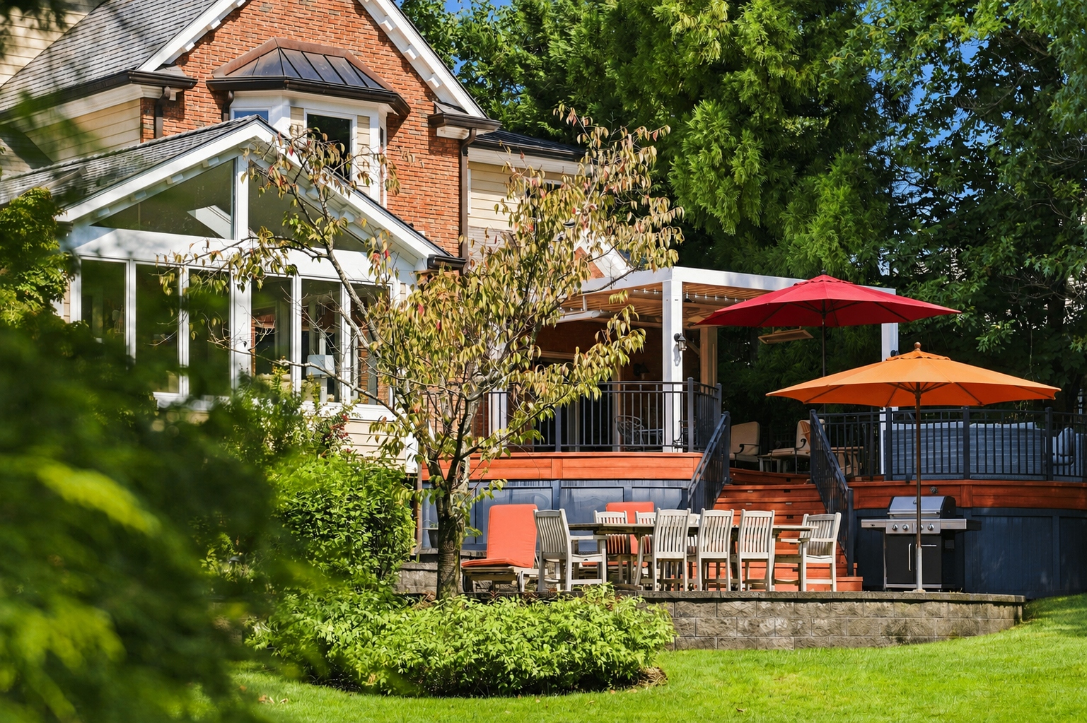 Rear lawn at 285 Hartshorn Drive, Short Hills