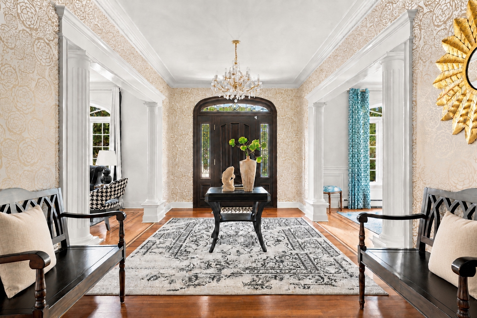 Foyer detail at 285 Hartshorn Drive, Short Hills