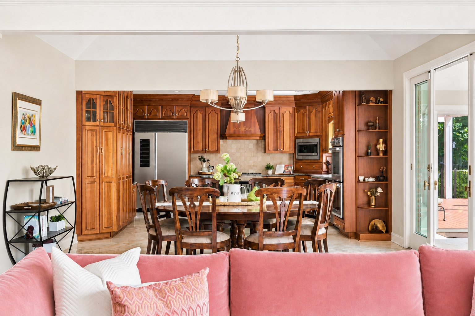 gourmet eat-in kitchen at 285 Hartshorn Drive with granite counters and custom cabinetry